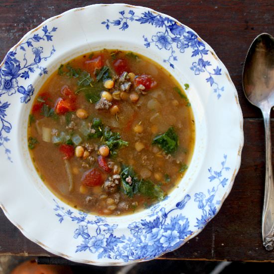 Sausage, Kale & Lentil Soup