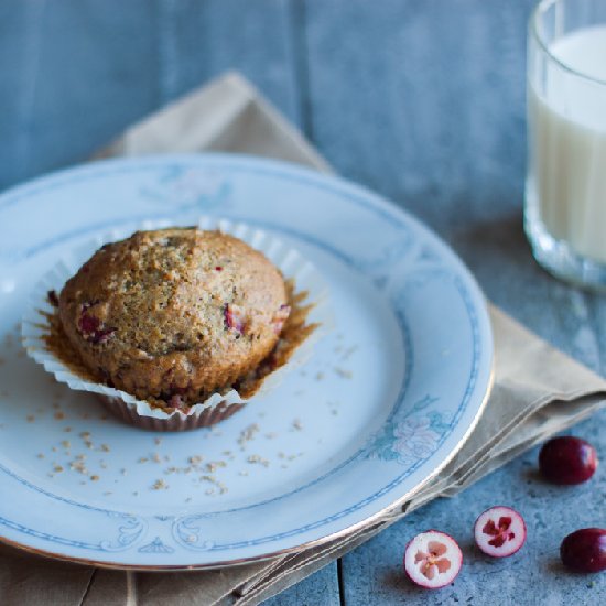 Vegan Cranberry Orange Bran Muffins