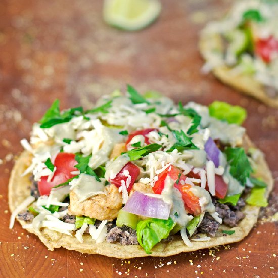 Chicken Tostadas with Avocado Cream