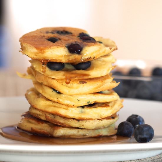 Greek Yogurt Blueberry Pancakes