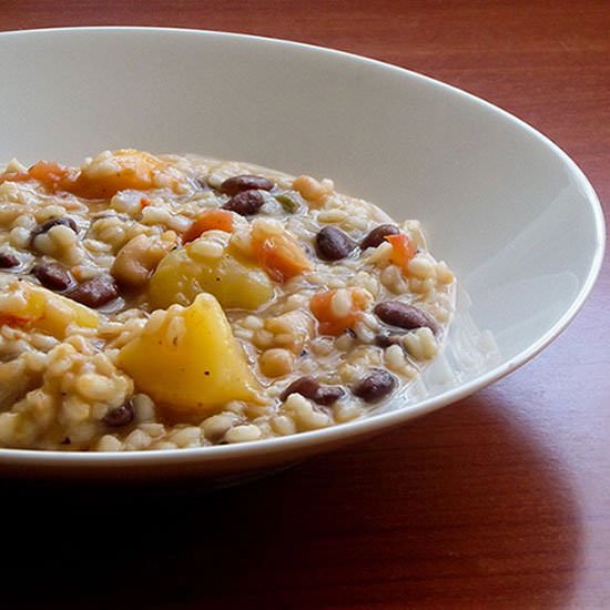 Tomato Soup with Risotto and Beans