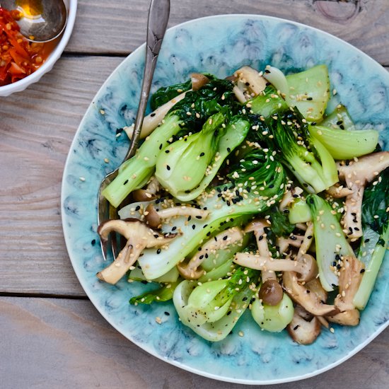 Sesame Shitakes and Bok Choy