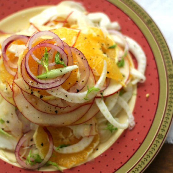 Fennel, orange and apple carpaccio