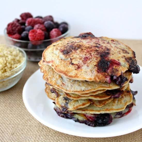 Mixed Berry Quinoa Pancakes