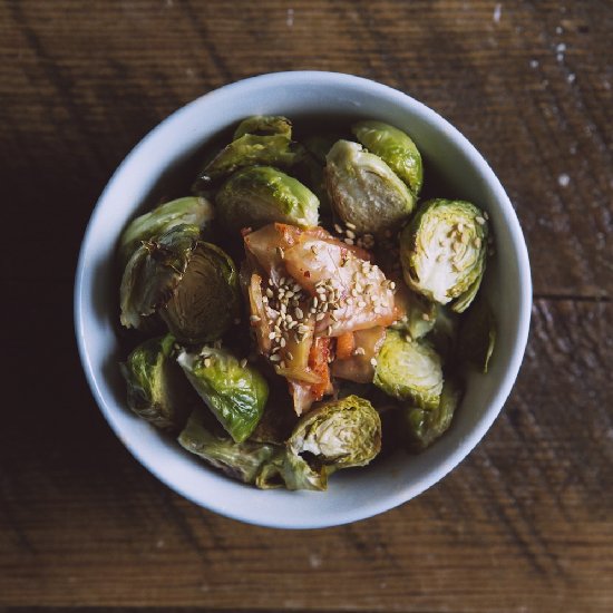 Kimchi roasted brussels sprouts