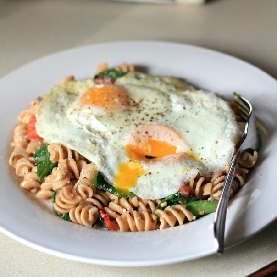 Pasta with roasted tomatoes & eggs