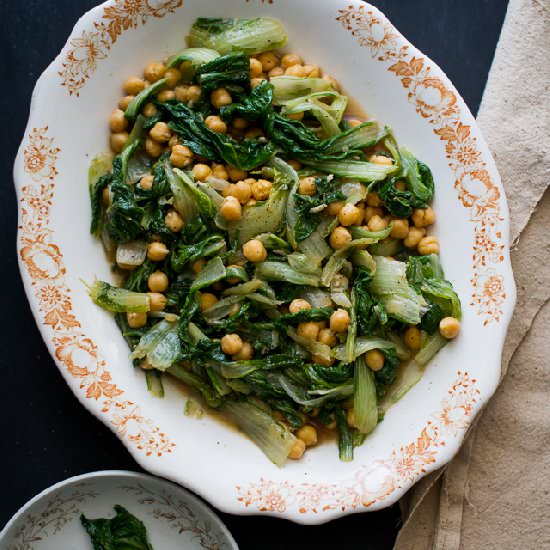 Garlic Greens and Chickpea Salad