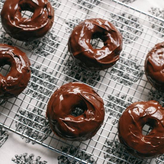 Baked Chocolate Coconut Chai Donuts