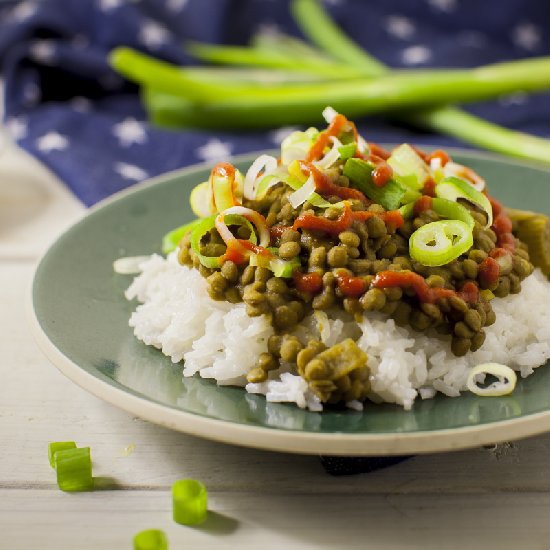 Curried Lentils Over Jasmine Rice