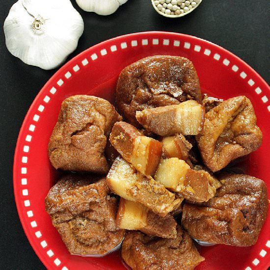 Pork belly and tofu in soy sauce