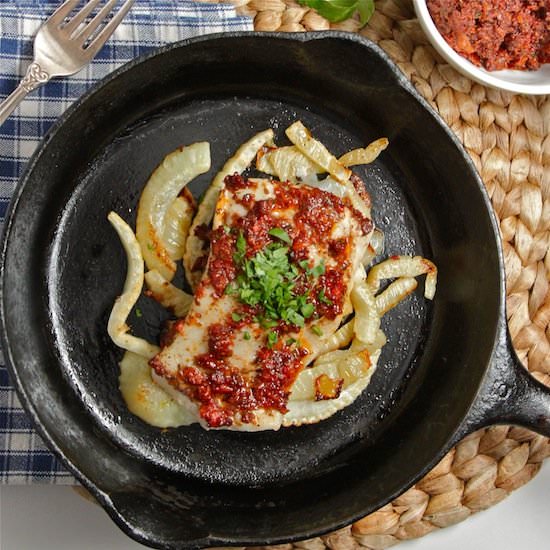 Baked Halibut with Tapenade