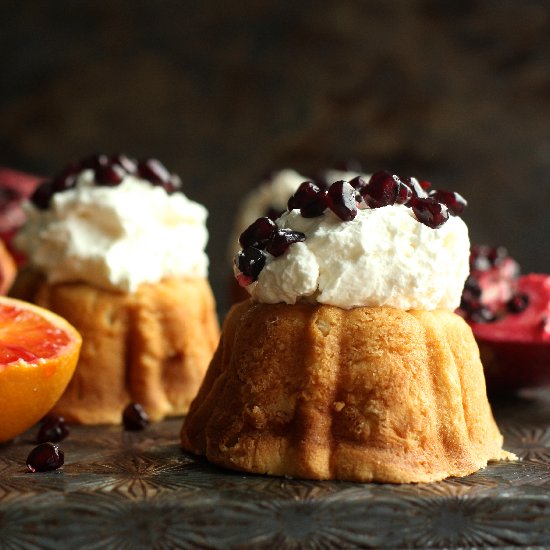 Blood Orange and Pomegranate Cakes