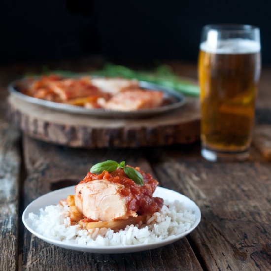 Tomato Herb and Beer Poached Cod