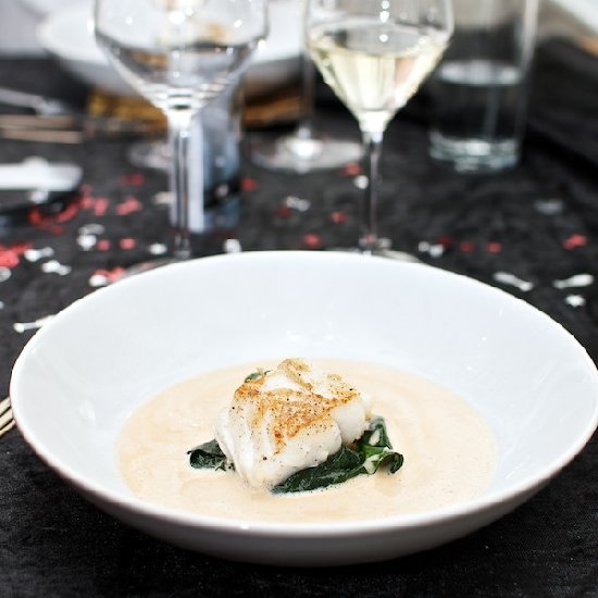 Pan Fried Cod, Spinach and Sauce