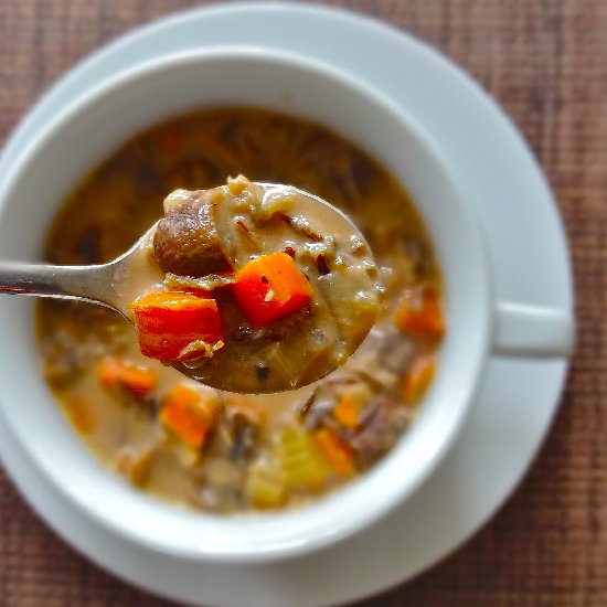 Spicy Wild Rice Mushrooms Soup