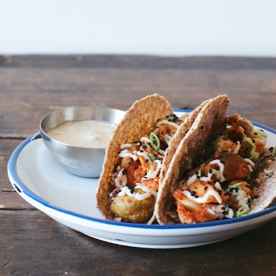 Brussels Sprout Kimchi Tacos