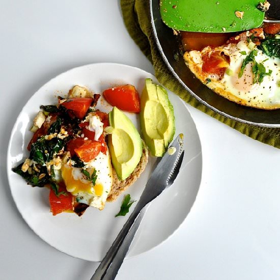 Tomato, Spinach and Feta Baked Eggs