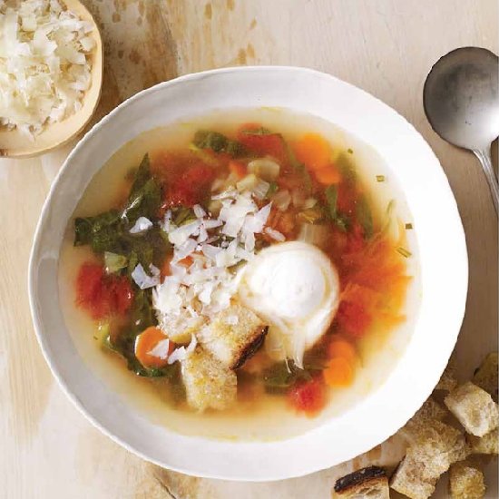 Brothy Bread Soup with Poached Eggs