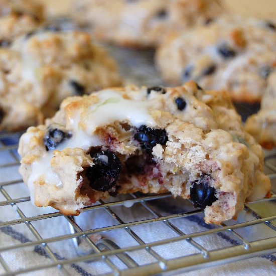 Wild Blueberry Oat Scones & Glaze