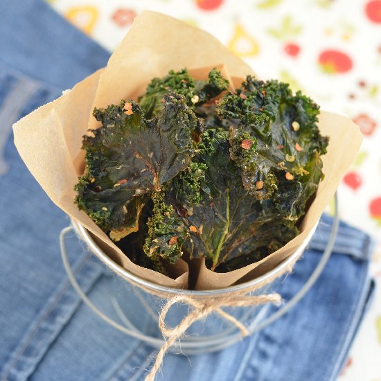 Spicy Parmesan Kale Chips