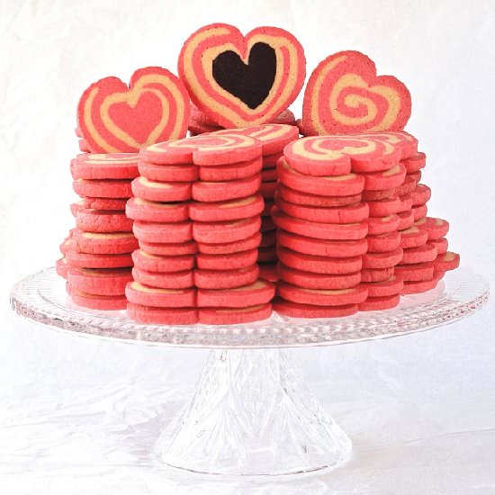 Pink Heart Pinwheel Cookies