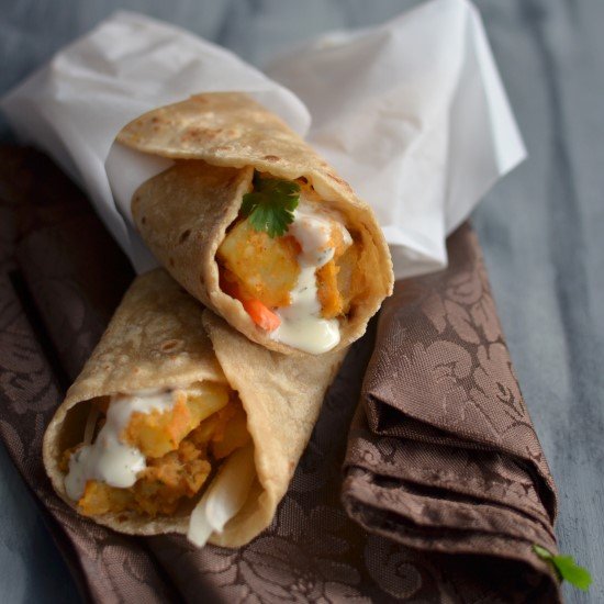 Chapathi Rolls With Potato Masala