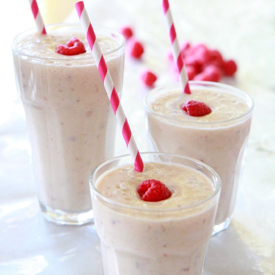 Peach, Raspberry & Banana Smoothies