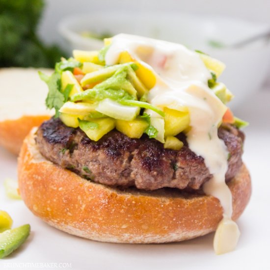 Avocado Mango Burgers with Cheese