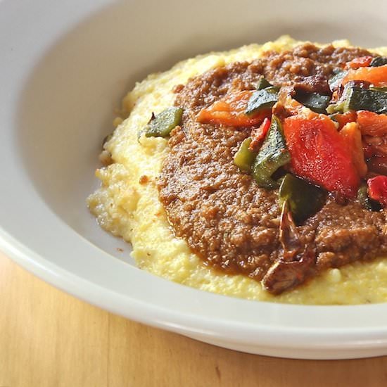 Cheesy Polenta with Mole and Pepper