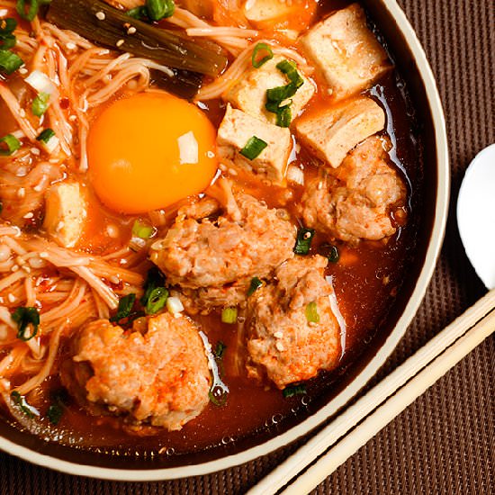 Kimchi Tofu Meatball stew