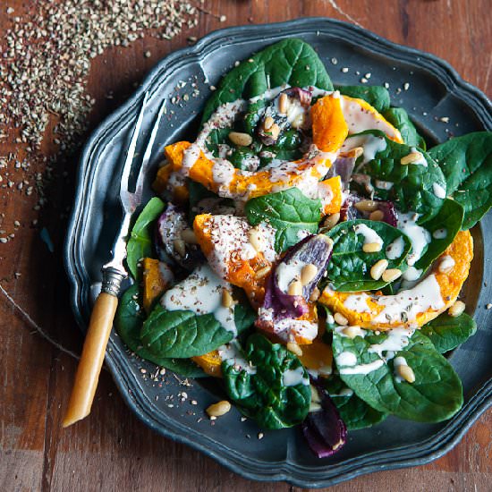 Roasted butternut squash & spinach