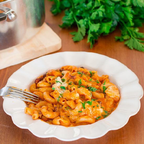 Skillet Chicken Enchilada Pasta