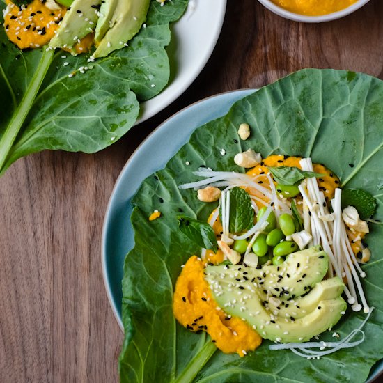 Asian carrot collard wraps