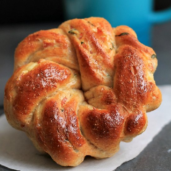 Braided cream cheese and ham rolls