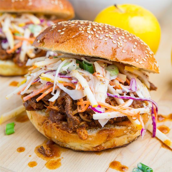 Apple BBQ Pulled Chicken Sandwiches