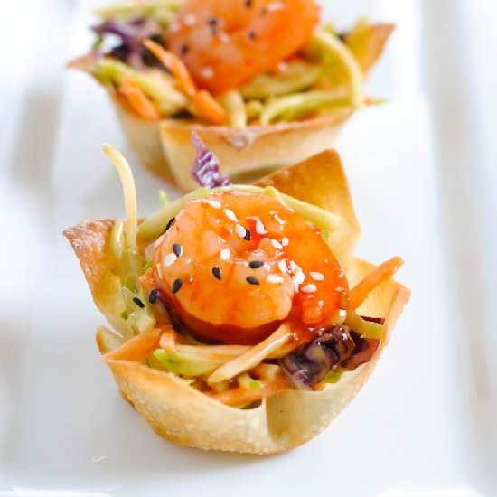 Asian Shrimp Wonton Cups