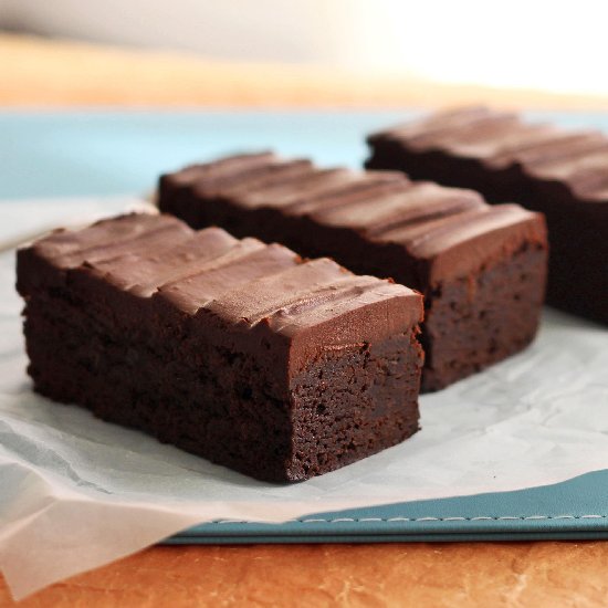 Frosted Coconut Milk Fudge Cake