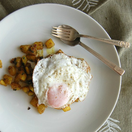 Indian Spiced Potatoes with Fried Egg