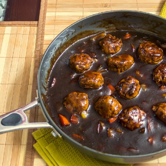 Chicken Meat Balls in Dark Soy