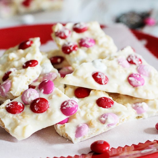 Valentine White Krispie Bark