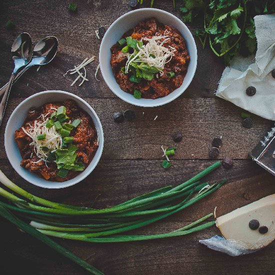 Dark Chocolate Beef Chili