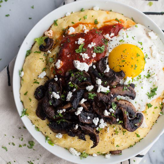 Polenta, Mushrooms and Eggs