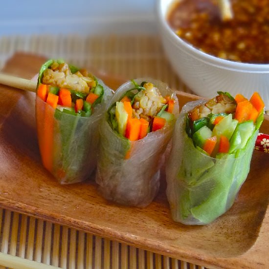 Tempeh teriyaki summer rolls