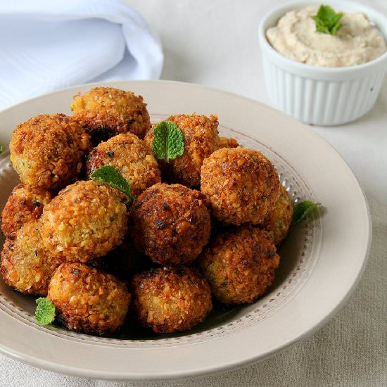 Falafel with minted tahini yoghurt