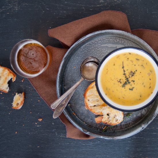 Beer and Cheddar Soup