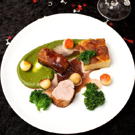 Pork Belly Confit with Pommes Anna