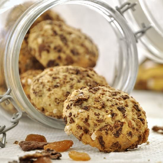 Banana Coconut Raisin Cookies