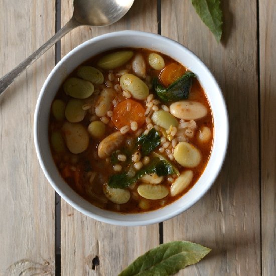 Butter Bean, Barley and Kale Soup