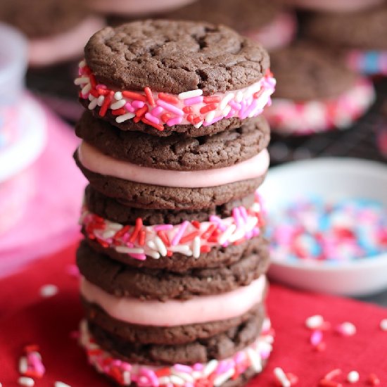 Homemade OREOS & Strawberry Filling