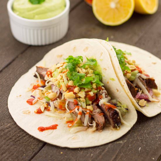 Thai Tacos with Beef Flank Steak